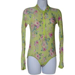 CREWCUTS Girls Yellow Floral Cottagecore Swim Suit Rashguard SPF 50 Size 10